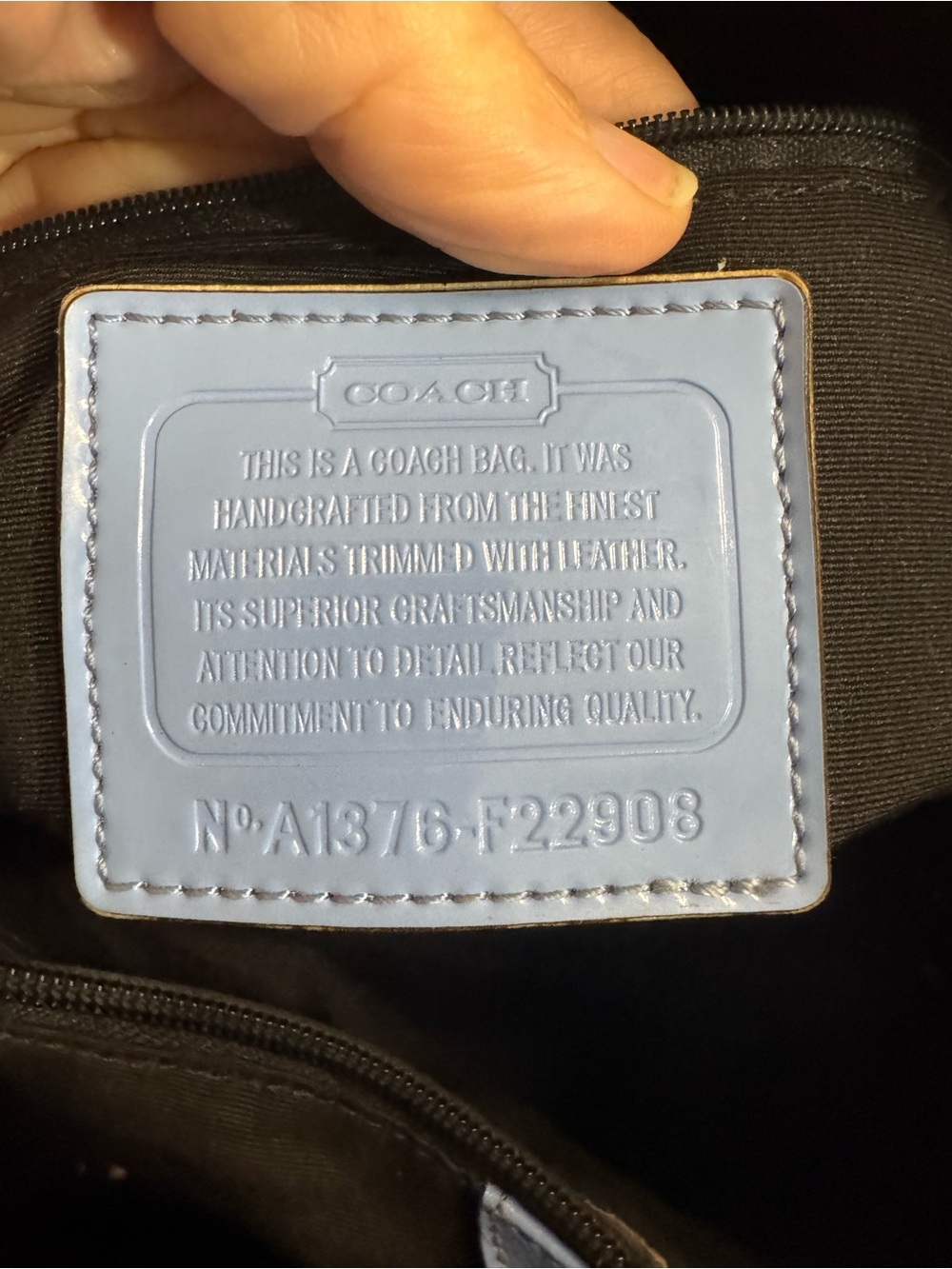 Coach Signature Tote with Blue and Cream Stripe with Wallet & Change Pouch - Picture 11 of 16